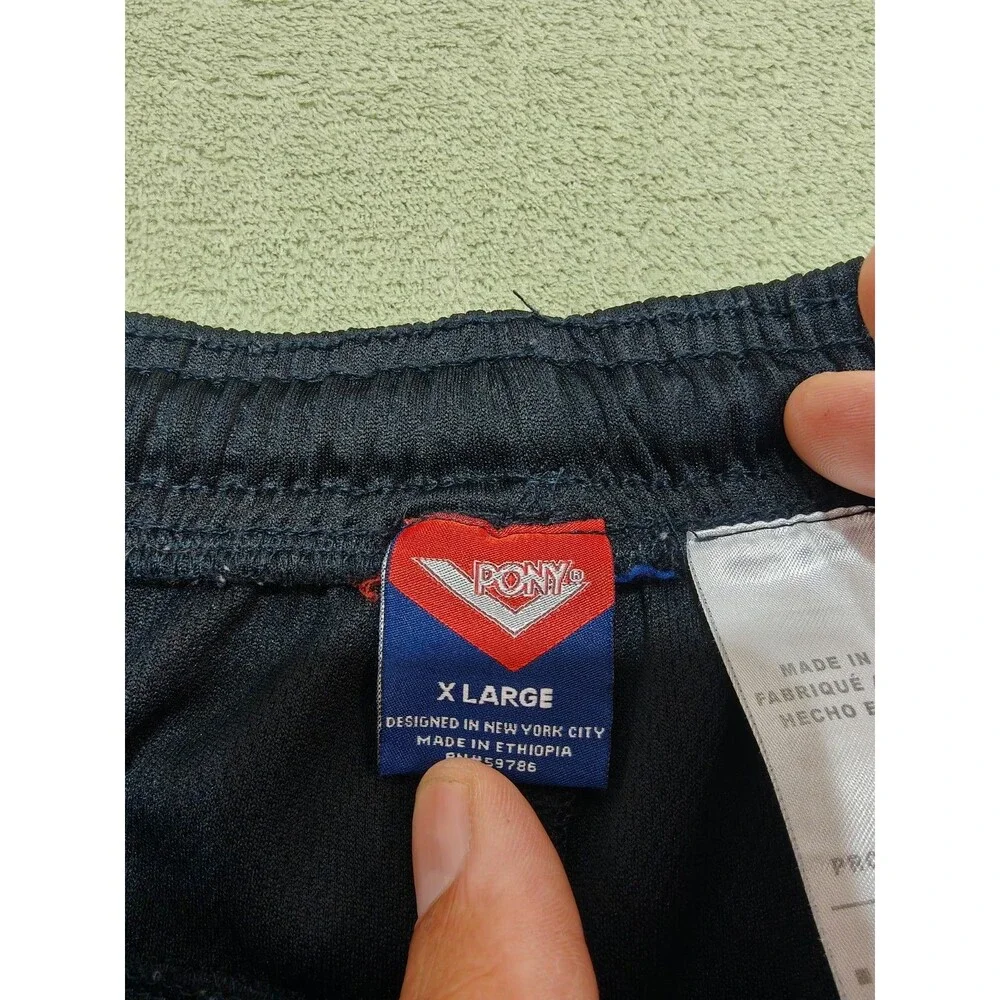 Pony Mens Athletic Shorts XL Black Mesh Elastic Waist Drawstring Running Soccer